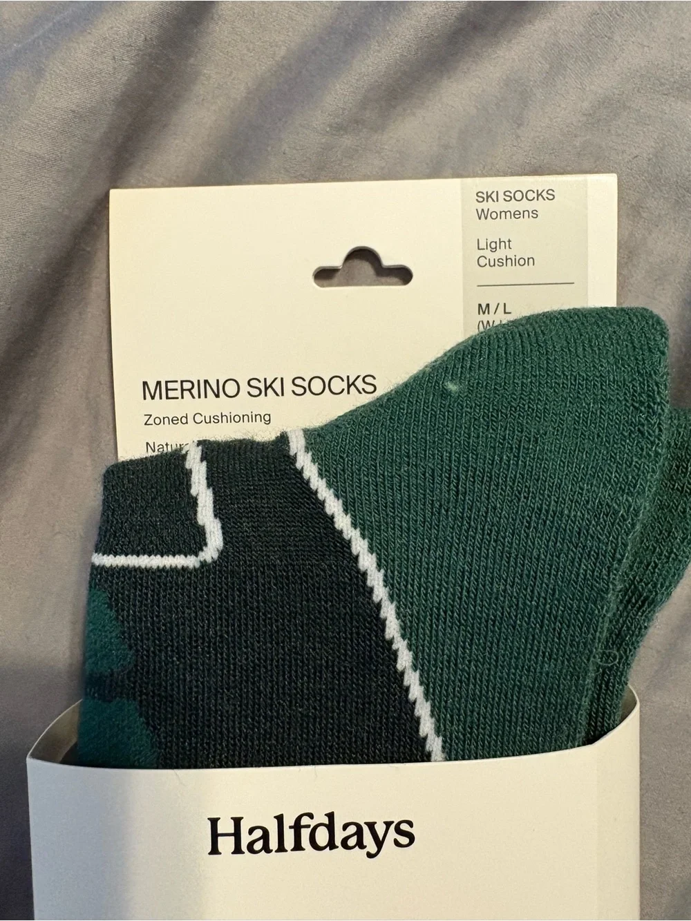NWT Women’s Halfdays Light Cushion Merino Ski Socks Green Alpine M/L - US 9-12
